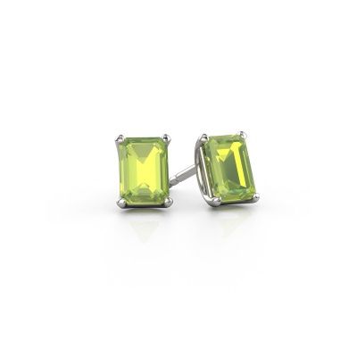 Clous d'oreilles Sam EME 585 or blanc péridot 7x5 mm