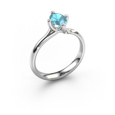 Engagement ring Dewi Oval 585 white gold blue topaz 7x5 mm
