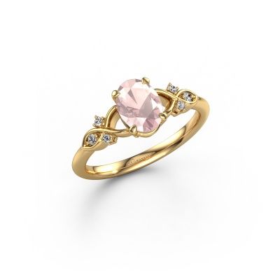 Engagement ring Azra OVL 585 gold morganite champagne 8x6 mm