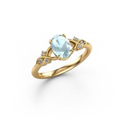 Engagement ring Azra OVL 585 gold aquamarine 8x6 mm