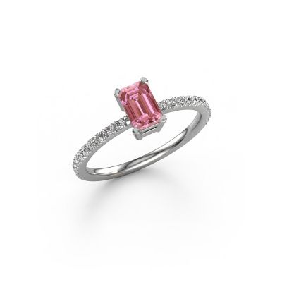 Engagement ring Denita 2 EME 950 platinum pink lab grown diamond 6x4 mm