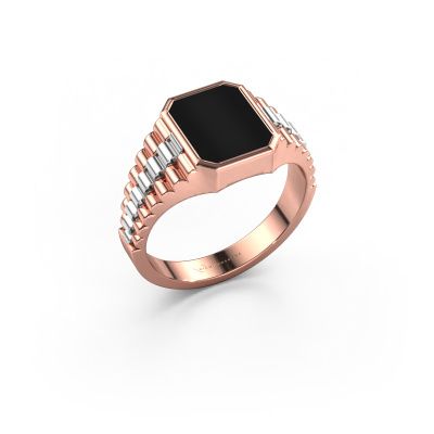 Signet ring Brent 1 585 rose gold onyx 10x8 mm