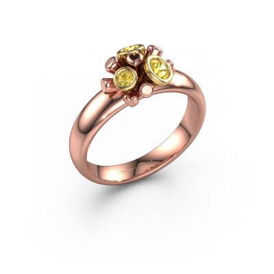 Ring Pameila 585 rosé goud gele saffier 2 mm