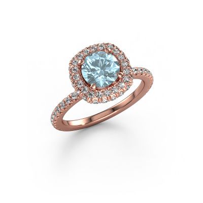 Engagement ring Talitha RND 585 rose gold blue lab grown diamond 6.5 mm