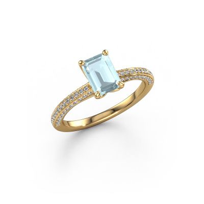Engagement ring Elenore eme 585 gold aquamarine 7x5 mm