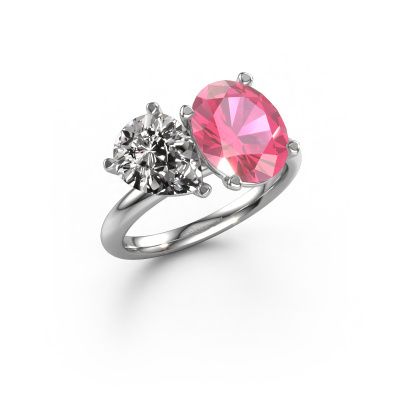 Engagement ring Toi et Moi OVL-PER 950 platinum pink sapphire 8x6 mm