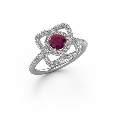 Bague de fiançailles Cleopatra 585 or blanc rhodolite 5 mm