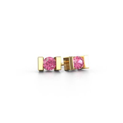 Clous d'oreilles Lieve 585 or jaune saphir rose 3.7 mm