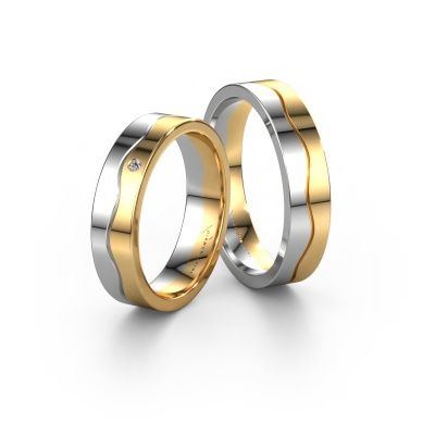 Friendship rings set WH0701LM15AP ±5x1.7 mm 14 Carat white gold diamond 0.012 crt