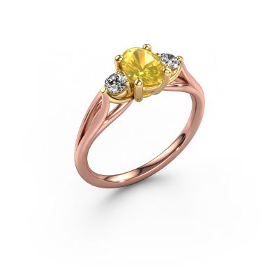 Bague de fiançailles Amie OVL 585 or rose saphir jaune 7x5 mm