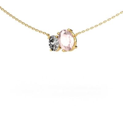 Pendant Toi et Moi OVL OVL 585 gold morganite champagne 8x6 mm