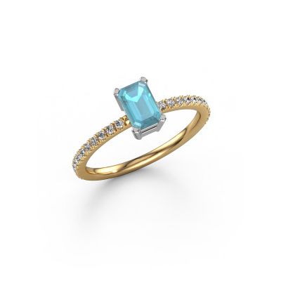 Engagement ring Denita 2 EME 585 gold blue topaz 6x4 mm