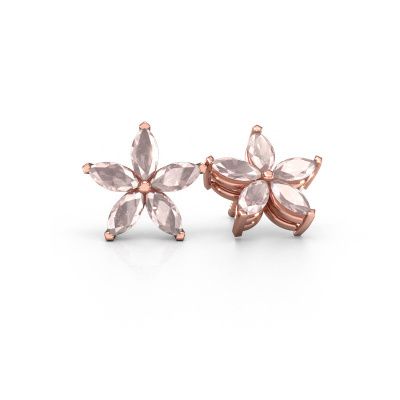 Clous d'oreilles Sylvana 585 or rose champagne morganite 5x2.5 mm
