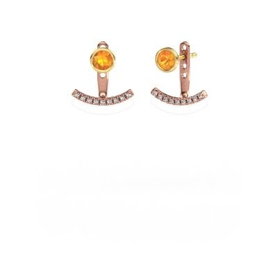 Boucles d'oreilles Rosetta 585 or rose citrine 4 mm