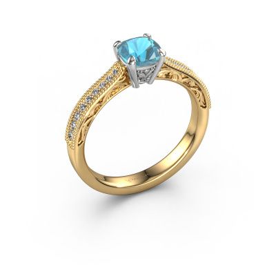 Verlobungsring Shonta CUS 585 Gold Blau Topas 5.5 mm