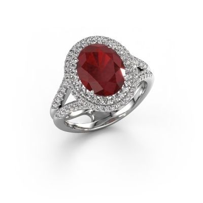 Engagement ring Elvie 950 platinum ruby 10x8 mm