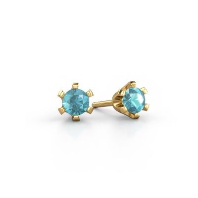 Stud earrings Shana 585 gold blue topaz 4 mm