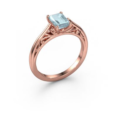 Engagement ring Shannon eme 585 rose gold aquamarine 7x5 mm
