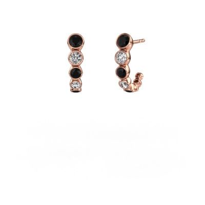 Clous d'oreilles Suzie 585 or rose diamant noir 1.392 crt