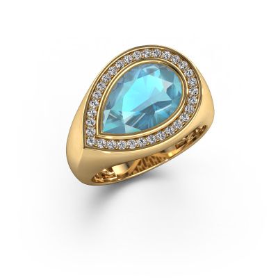 Ring Latashia 585 gold blue topaz 12x8 mm
