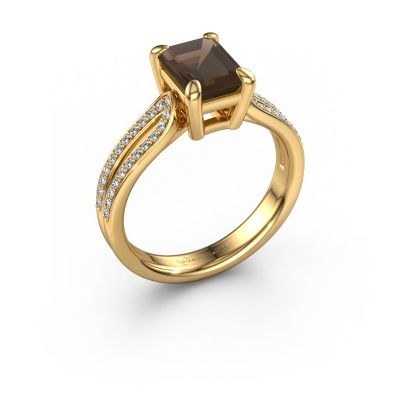 Engagement ring Antonia eme 2 585 gold smokey quartz 8x6 mm
