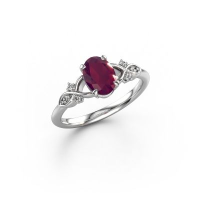 Engagement ring Azra OVL 950 platinum rhodolite 8x6 mm