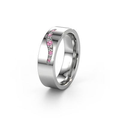 Wedding ring WH2053L16BP 950 platinum pink sapphire ±0.24x0.08 in