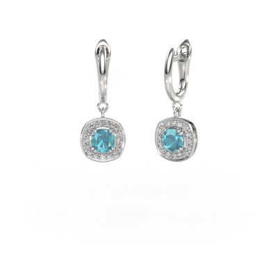 Drop earrings Marlotte 1 585 white gold blue topaz 5 mm