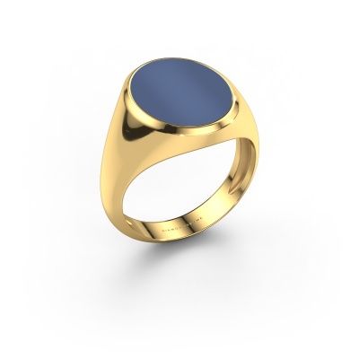 Zegelring Herman 4 light 585 goud blauw lagensteen 15x12 mm