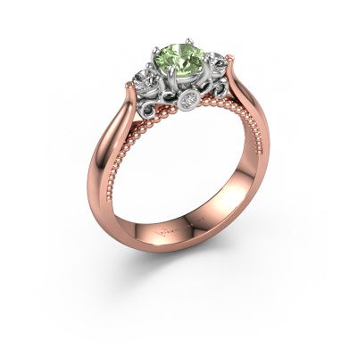 Engagement ring Tiffani 585 rose gold green lab grown diamond 5 mm