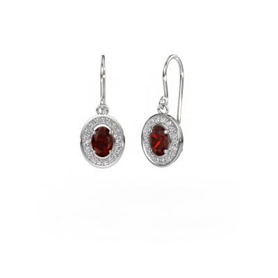Pendants d'oreilles Layne 1 585 or blanc grenat 6.5x4.5 mm