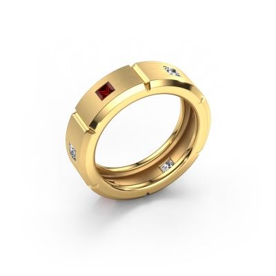Men's ring Steve light 585 gold garnet 3 mm