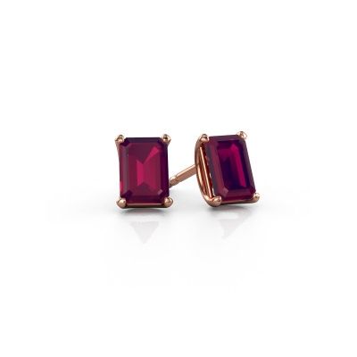 Clous d'oreilles Sam EME 585 or rose rhodolite 7x5 mm