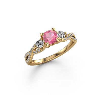 Bague de fiançailles Marilou CUS 585 or jaune saphir rose 5 mm