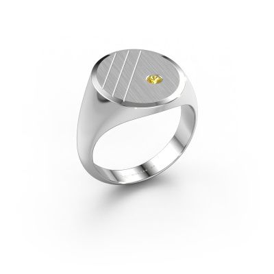 Signet ring Wesley 5 950 platinum yellow sapphire 2.5 mm