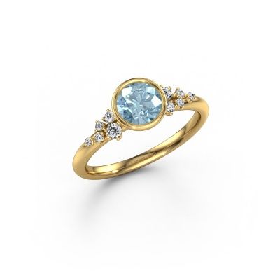 Engagement ring Aliyah RND 585 gold blue lab grown diamond 5.7 mm