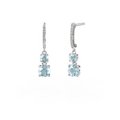 Drop earrings Tanja 2 585 white gold aquamarine 4.2 mm