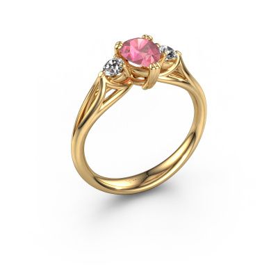 Engagement ring Amie per 585 gold tourmaline pink 7x5 mm