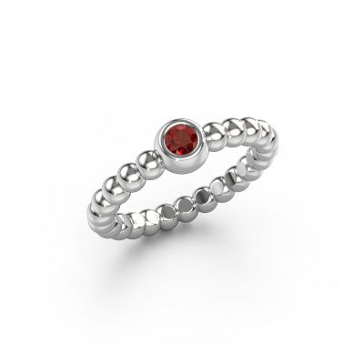 Stackable ring Dini 585 white gold garnet 3 mm