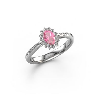 Engagement ring Tilly ovl 2 585 white gold pink sapphire 7x5 mm