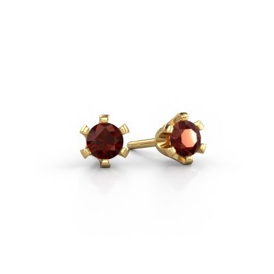 Stud earrings Shana 585 gold garnet 4 mm