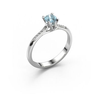 Engagement ring Isa 2 585 white gold blue lab grown diamond 4.2 mm