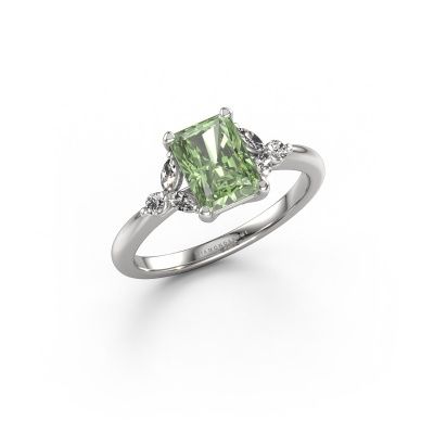 Engagement ring Megan RAD 950 platinum green lab grown diamond 7.5x5.5 mm