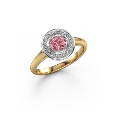 Promise ring Noud 1 RND 585 gold pink lab grown diamond 4.7 mm