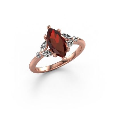 Engagement ring Megan MRQ 585 rose gold garnet 11x5.5 mm