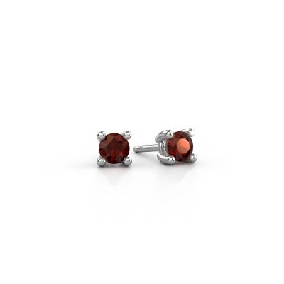 Stud earrings Sam RND 950 platinum garnet 4.2 mm