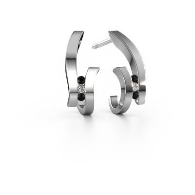 Boucles d'oreilles Juliette 585 or blanc diamant noir 0.102 crt