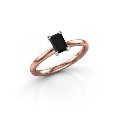 Verlovingsring Crystal EME 1 585 rosé goud zwarte diamant 0.84 crt