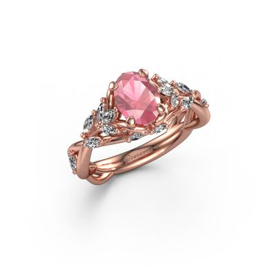 Engagement ring Samantha OVL 585 rose gold tourmaline pink 7,5x5,5 mm