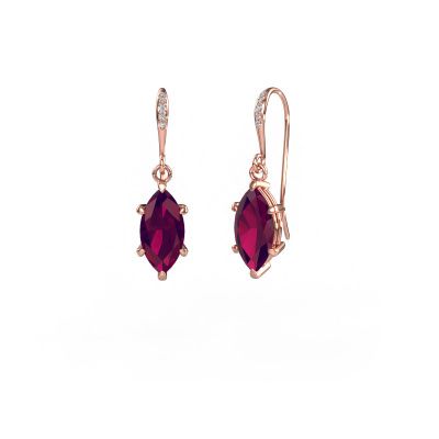 Drop earrings Laurie MRQ 2 585 rose gold rhodolite 10x5 mm
